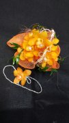 Tangerine Orchids Flower Girl Basket & Hair Piece