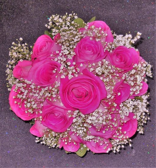 1 bridal bouquet fusia roses - Click Image to Close