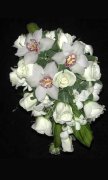 White Roses & Cymbidium Orchid Bridal Bouquet